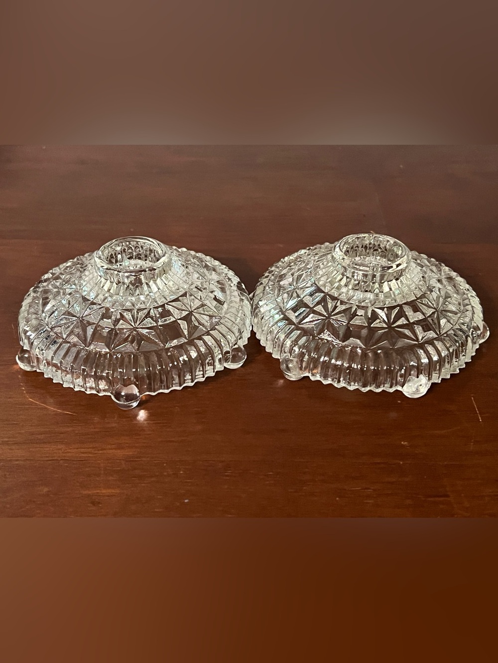 Anchor Hocking Clear Pressed Glass Candle Holders - Pair